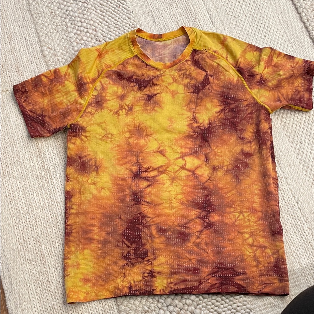 lululemon athletica Yellow and Red Tie-Dye Tee